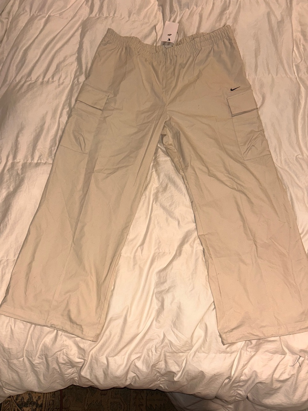 NWT Nike Light Beige Cargo Trousers with Elastic Waist